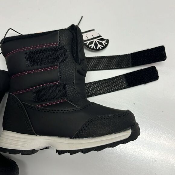 Wonder Nation Black White & Pink Skid Resistant Temperature Rated Winter Boots-8 - Picture 5 of 11